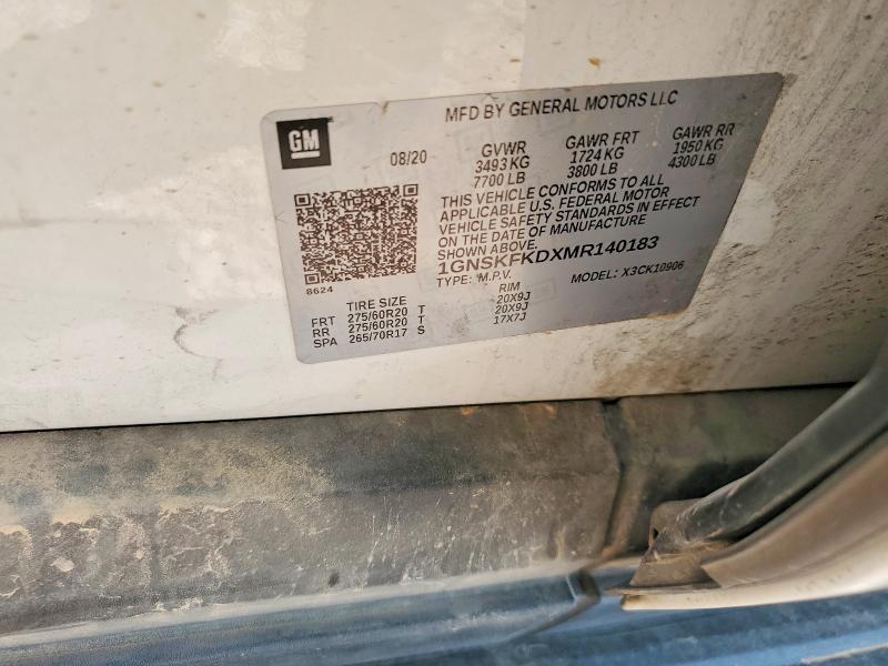 Aukcja sprzedaży 2021 Chevrolet Suburban, vin: 1GNSKFKDXMR140183, numer aukcji: 65003226