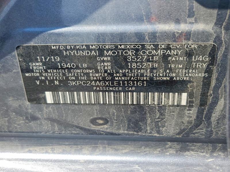 63829236 :رقم المزاد ، 3KPC24A6XLE113161 vin ، 2020 Hyundai Accent مزاد بيع