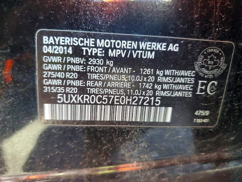 2014 Bmw X5 მანქანა იყიდება აუქციონზე, vin: 5UXKR0C57E0H27215, აუქციონის ნომერი: 65931996