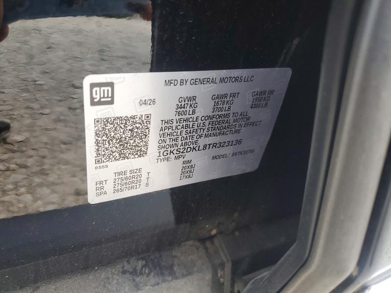 Продаж на аукціоні авто 2026 Gmc Yukon, vin: 1GKS2DKL8TR323136, номер лоту: 63666606