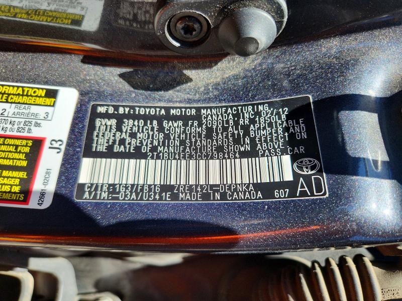 Aukcja sprzedaży 2012 Toyota Corolla, vin: 2T1BU4EE3CC798464, numer aukcji: 63924976