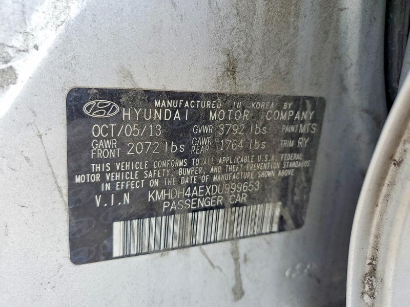 65887666 :رقم المزاد ، KMHDH4AEXDU999653 vin ، 2013 Hyundai Elantra مزاد بيع
