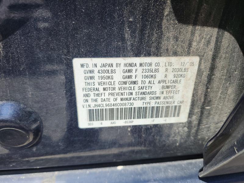 2006 Acura Tsx მანქანა იყიდება აუქციონზე, vin: JH4CL96846C008730, აუქციონის ნომერი: 64367636