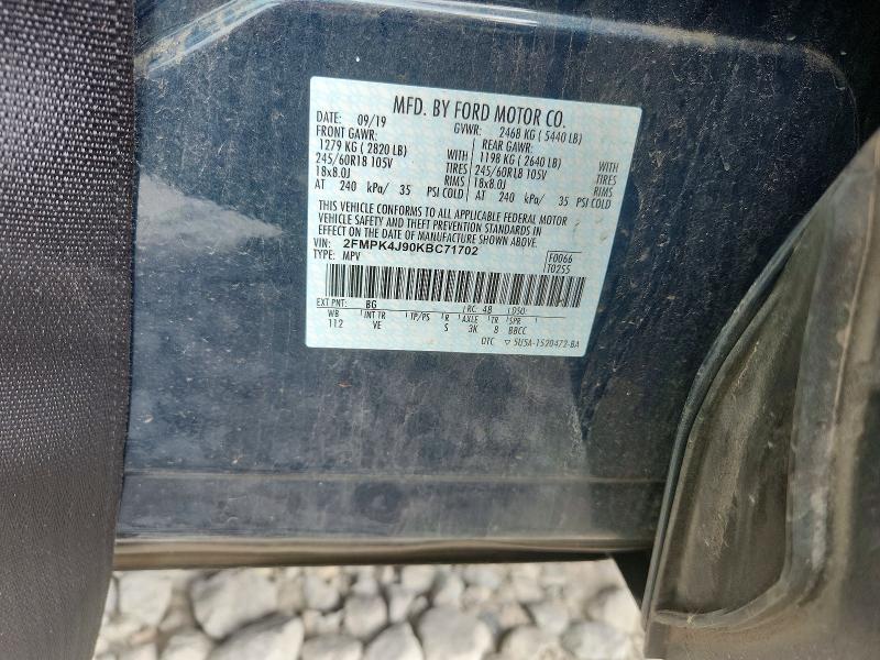 Продаж на аукціоні авто 2019 Ford Edge, vin: 2FMPK4J90KBC71702, номер лоту: 63669556
