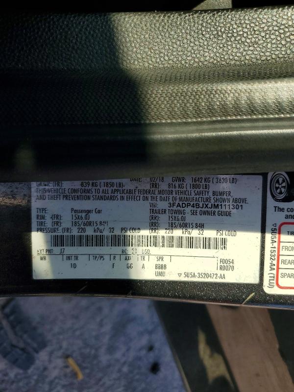 Продажа на аукционе авто 2018 Ford Fiesta, vin: 3FADP4BJXJM111301, номер лота: 66297516