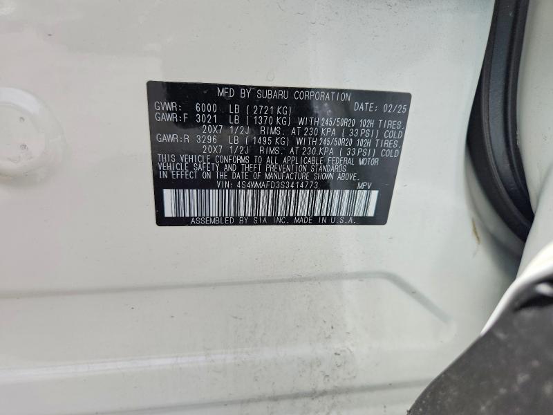 2025 Subaru Ascent მანქანა იყიდება აუქციონზე, vin: 4S4WMAFD3S3414773, აუქციონის ნომერი: 65950476