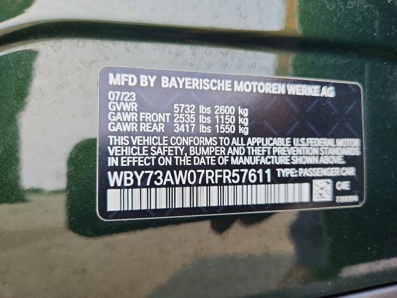Aukcja sprzedaży 2024 Bmw I4, vin: WBY73AW07RFR57611, numer aukcji: 64565316
