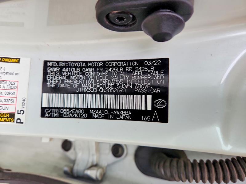 64947816 :رقم المزاد ، JTHX3JBH0N2052690 vin ، 2022 Lexus Ux 200 مزاد بيع