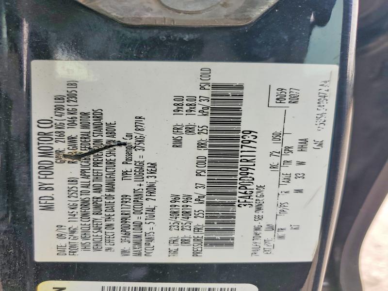 Aukcja sprzedaży 2020 Ford Fusion, vin: 3FA6P0D99LR117939, numer aukcji: 64249976