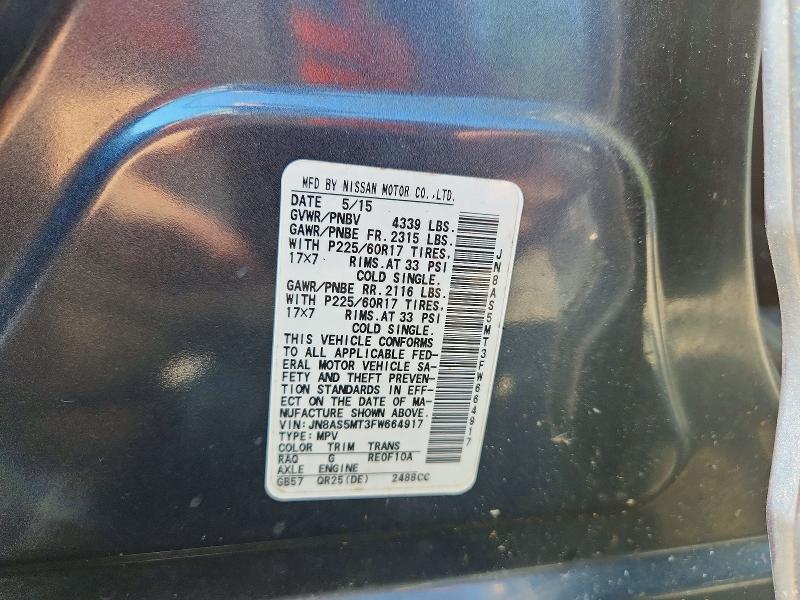 Продаж на аукціоні авто 2015 Nissan Rogue Select, vin: JN8AS5MT3FW664917, номер лоту: 64763326