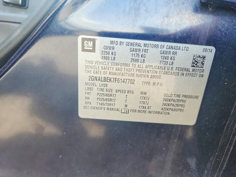 Продаж на аукціоні авто 2015 Chevrolet Equinox, vin: 2GNALBEK7F6147702, номер лоту: 64662096