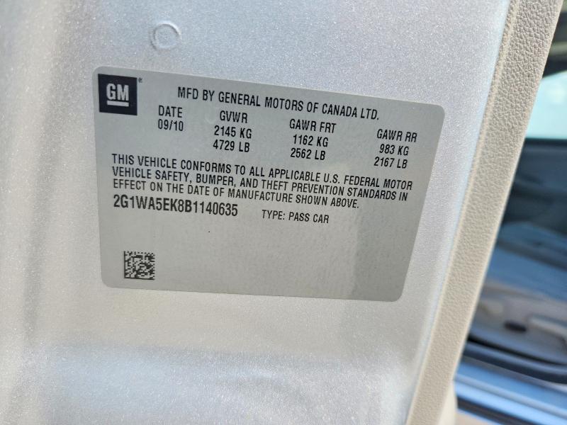63486596 :رقم المزاد ، 2G1WA5EK8B1140635 vin ، 2011 Chevrolet Impala مزاد بيع