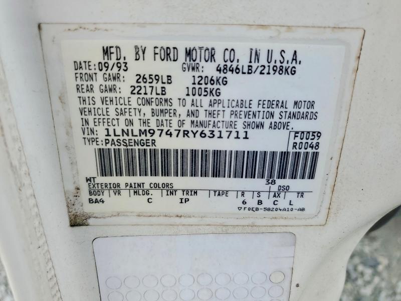 Продаж на аукціоні авто 1994 Lincoln Continental, vin: 1LNLM9747RY631711, номер лоту: 64830506