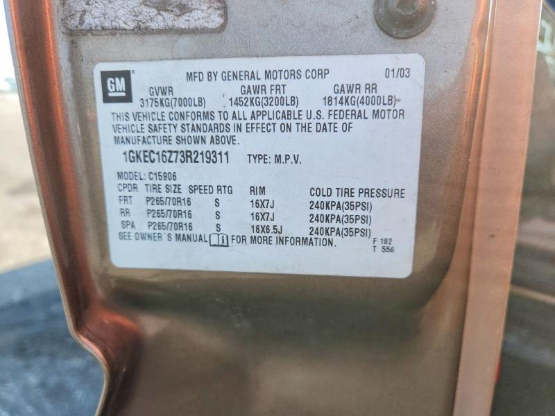Продаж на аукціоні авто 2003 Gmc Yukon Xl, vin: 1GKEC16Z73R219311, номер лоту: 63335766