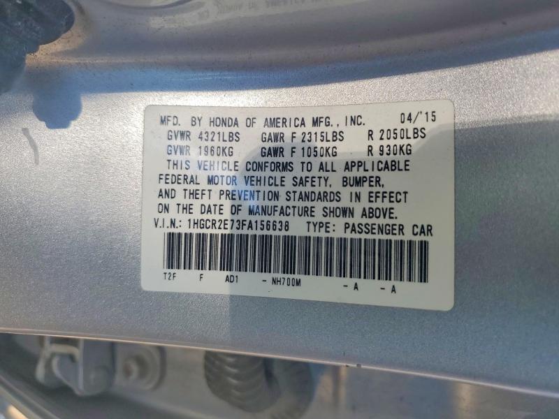 63227236 :رقم المزاد ، 1HGCR2E73FA156638 vin ، 2015 Honda Accord مزاد بيع