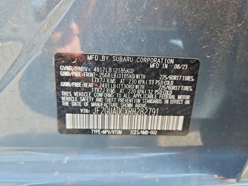 Продажа на аукционе авто 2024 Subaru Crosstrek, vin: JF2GUADCXRH282791, номер лота: 64372216