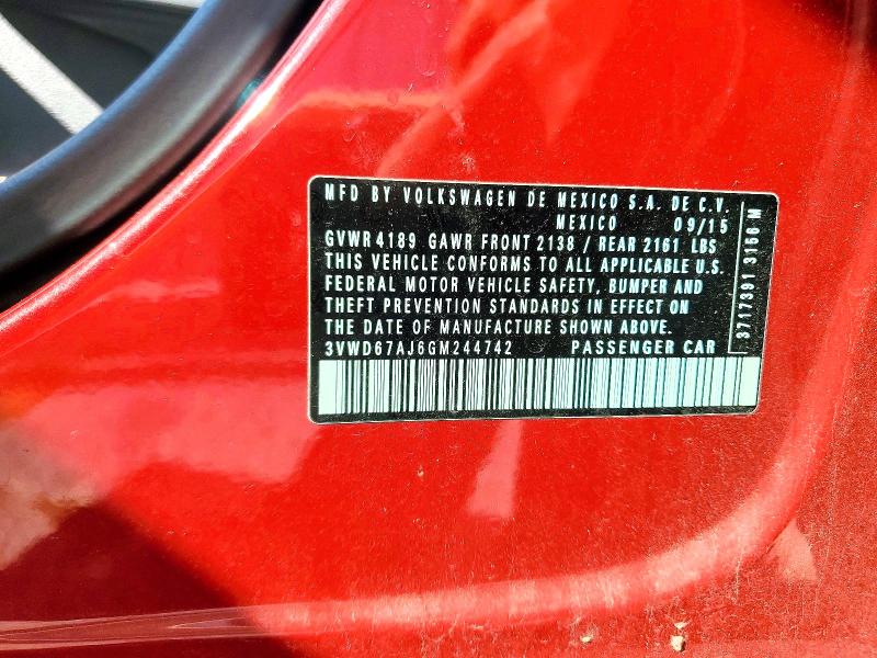 Продажа на аукционе авто 2016 Volkswagen Jetta, vin: 3VWD67AJ6GM244742, номер лота: 65635756