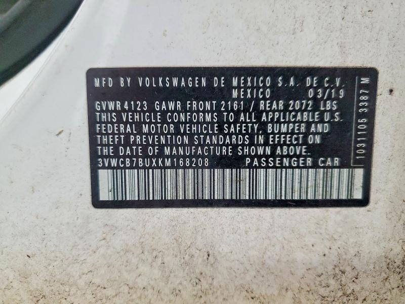 63558326 :رقم المزاد ، 3VWCB7BUXKM168208 vin ، 2019 Volkswagen Jetta مزاد بيع