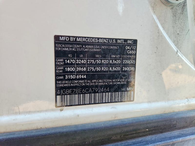 Aukcja sprzedaży 2012 Mercedes-benz Gl, vin: 4JGBF7BE6CA792464, numer aukcji: 65888946