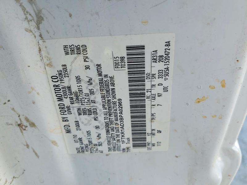 63724376 :رقم المزاد ، 1FTKR1AD3BPA02969 vin ، 2011 Ford Ranger مزاد بيع