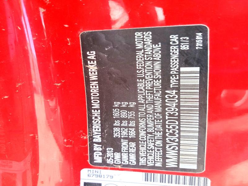 Продажа на аукционе авто 2013 Mini Cooper, vin: WMWSV3C55DT394034, номер лота: 65358596