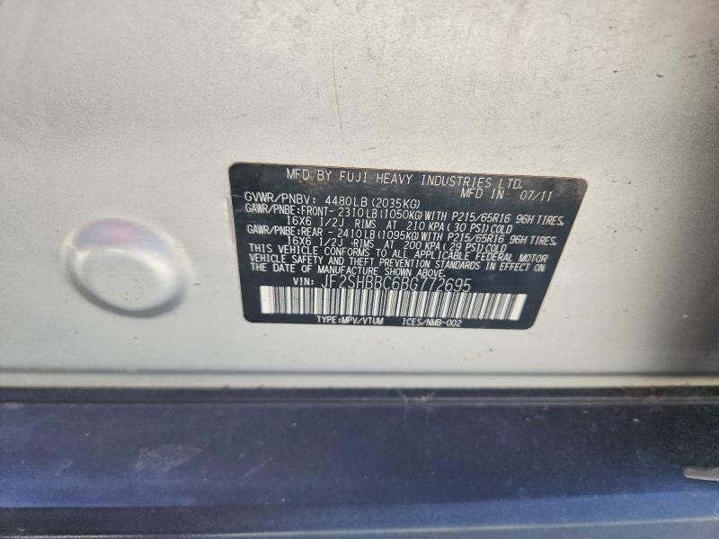 2011 Subaru Forester მანქანა იყიდება აუქციონზე, vin: JF2SHBBC6BG772695, აუქციონის ნომერი: 65912256