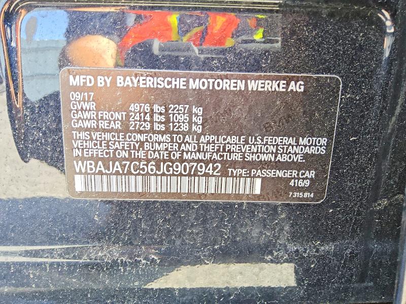 65436086 :رقم المزاد ، WBAJA7C56JG907942 vin ، 2018 Bmw 530 مزاد بيع