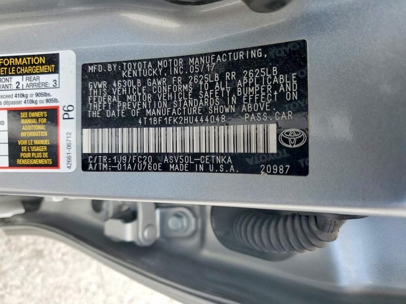 Aukcja sprzedaży 2017 Toyota Camry, vin: 4T1BF1FK2HU444048, numer aukcji: 63444486