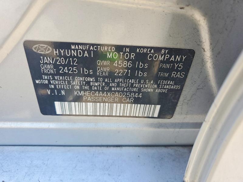 Aukcja sprzedaży 2012 Hyundai Sonata, vin: KMHEC4A4XCA025844, numer aukcji: 64996066