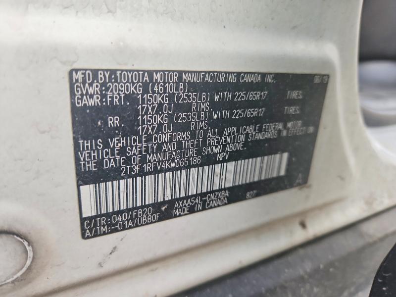 Aukcja sprzedaży 2019 Toyota Rav4, vin: 2T3F1RFV4KW065186, numer aukcji: 64940996