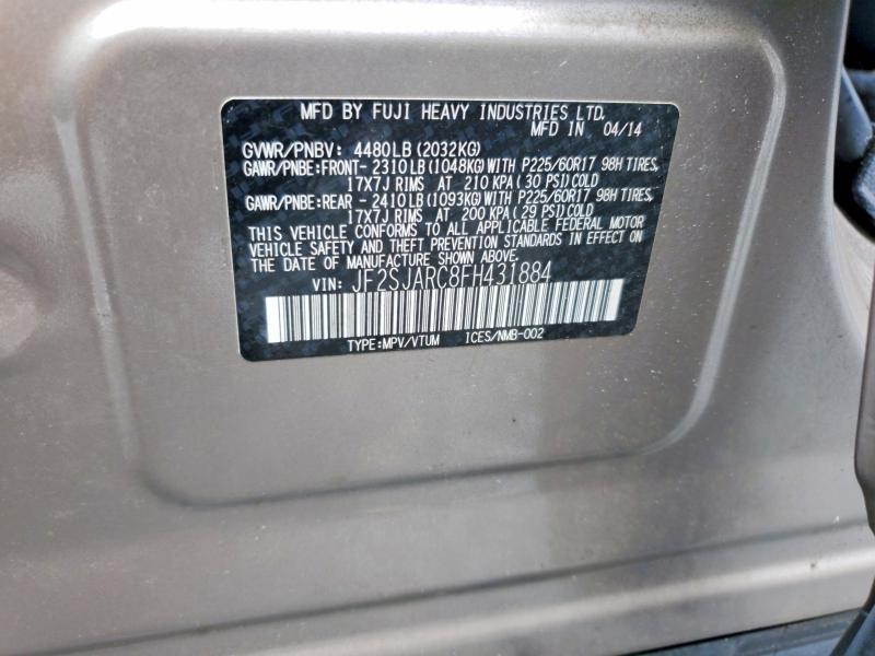 Продажа на аукционе авто 2015 Subaru Forester, vin: JF2SJARC8FH431884, номер лота: 66915186