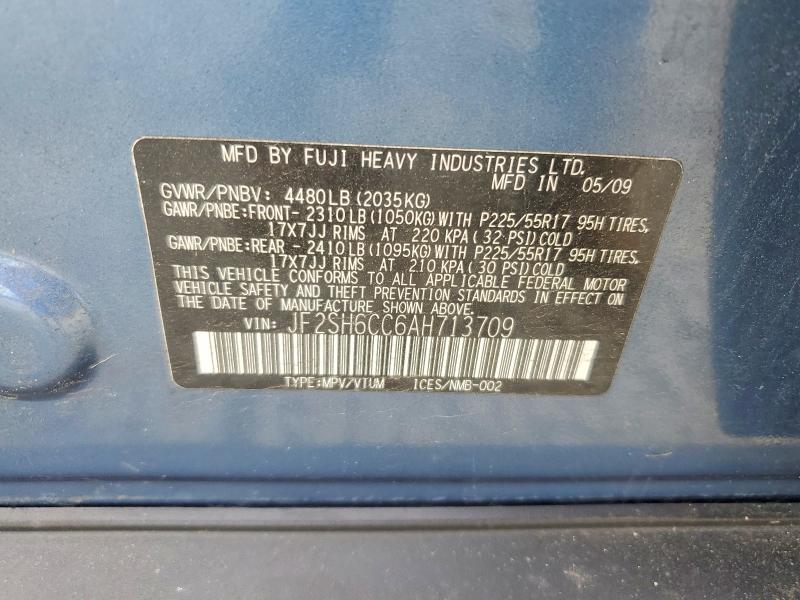 2010 Subaru Forester მანქანა იყიდება აუქციონზე, vin: JF2SH6CC6AH713709, აუქციონის ნომერი: 63866946