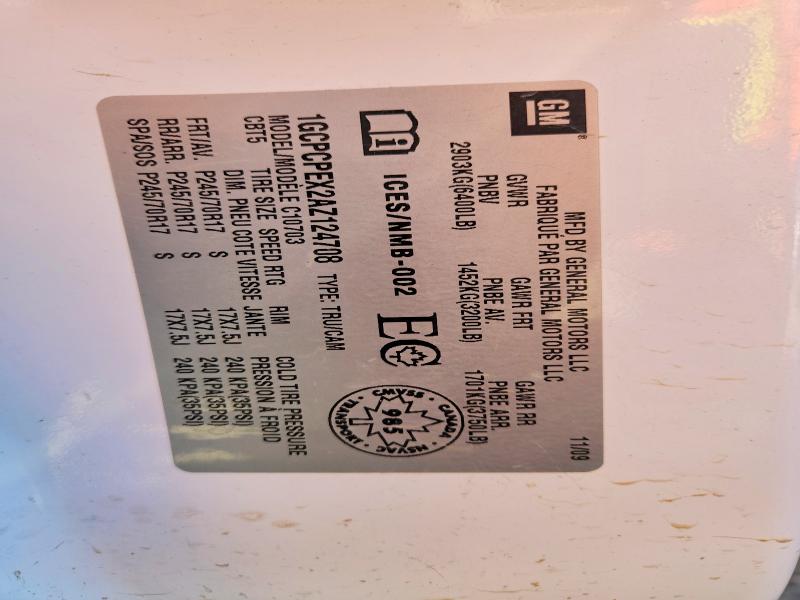2010 Chevrolet Silverado მანქანა იყიდება აუქციონზე, vin: 1GCPCPEX2AZ124708, აუქციონის ნომერი: 61410596