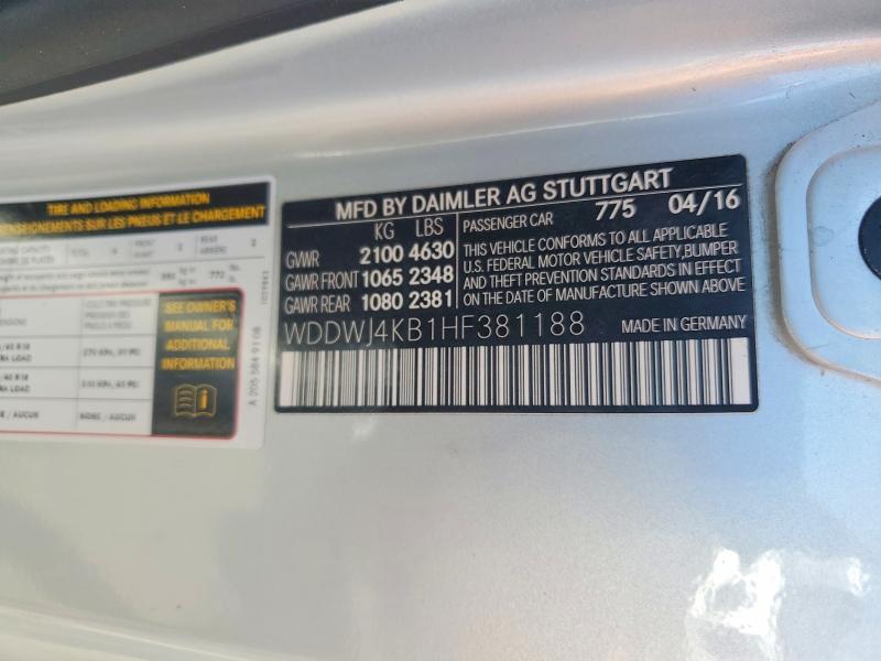 Aukcja sprzedaży 2017 Mercedes-benz C, vin: WDDWJ4KB1HF381188, numer aukcji: 66457016