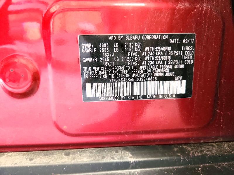 Aukcja sprzedaży 2018 Subaru Outback, vin: 4S4BSANC0J3240818, numer aukcji: 65087806