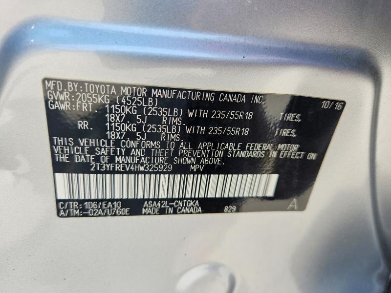 Продаж на аукціоні авто 2017 Toyota Rav4, vin: 2T3YFREV4HW325929, номер лоту: 63648866