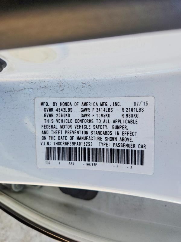 Aukcja sprzedaży 2015 Honda Accord, vin: 1HGCR6F39FA015253, numer aukcji: 66072976