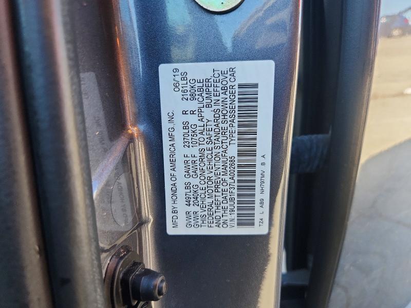 62695546 :رقم المزاد ، 19UUB1F37LA002685 vin ، 2020 Acura Tlx مزاد بيع