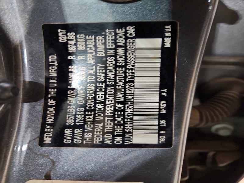 Aukcja sprzedaży 2017 Honda Civic, vin: SHHFK7H57HU418273, numer aukcji: 65815736