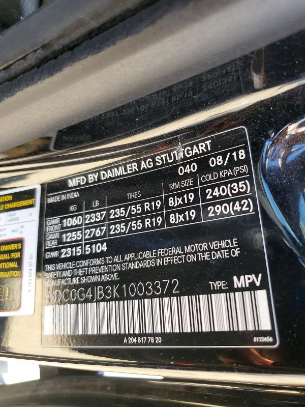 Продажа на аукционе авто 2019 Mercedes-benz Glc, vin: WDC0G4JB3K1003372, номер лота: 65491336