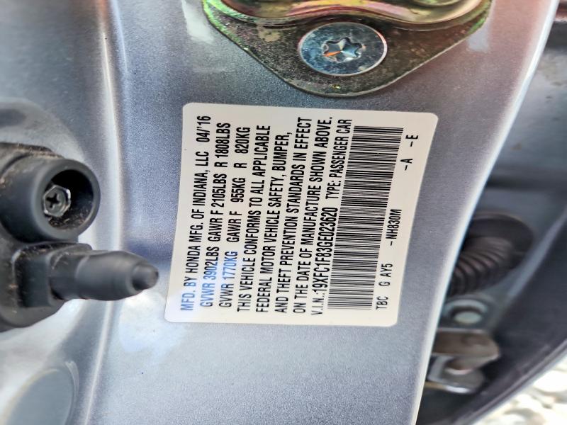 Продаж на аукціоні авто 2016 Honda Civic, vin: 19XFC1F83GE023620, номер лоту: 66167876