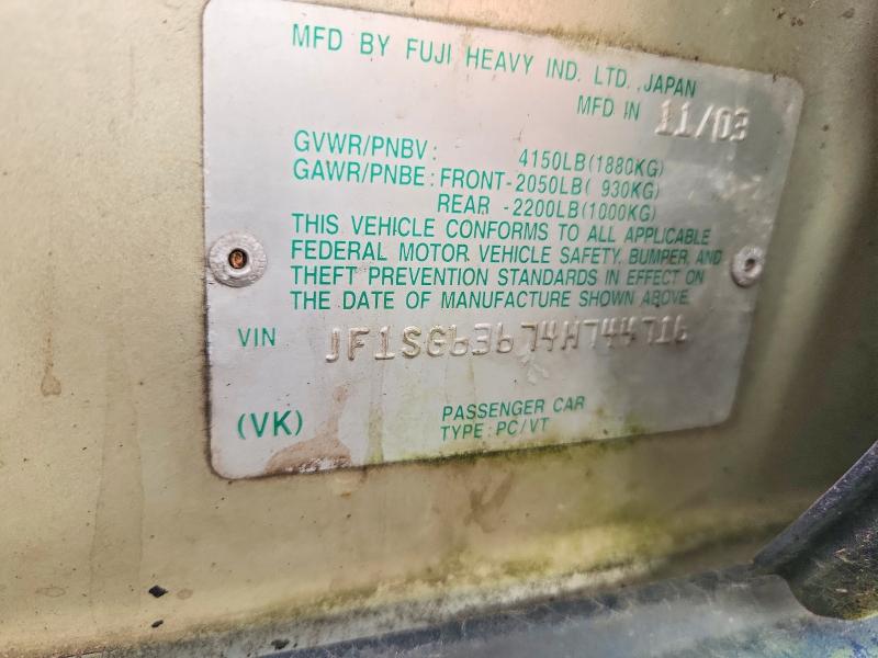 66770336 :رقم المزاد ، JF1SG63674H744716 vin ، 2004 Subaru Forester مزاد بيع