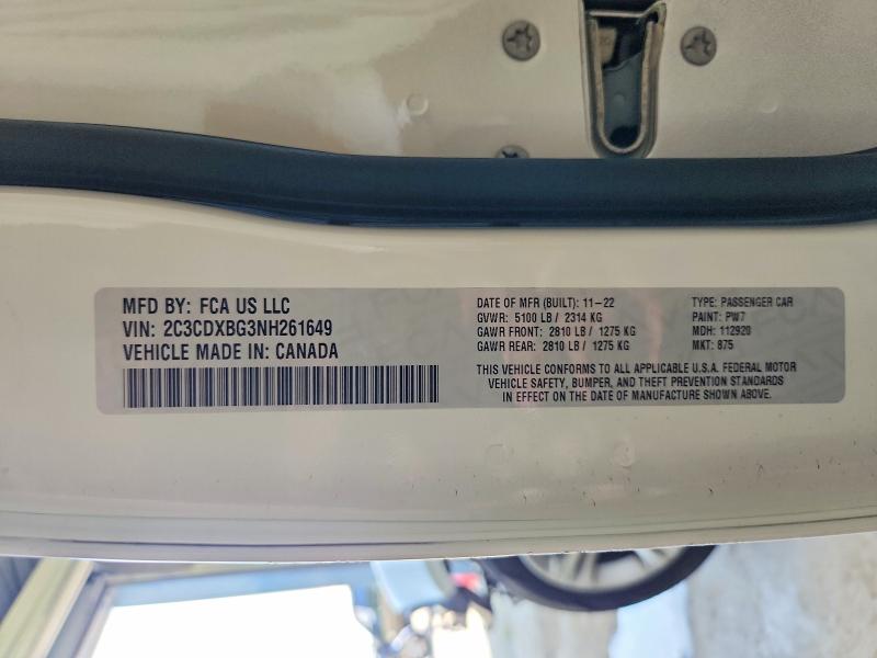 68689126 :رقم المزاد ، 2C3CDXBG3NH261649 vin ، 2022 Dodge Charger مزاد بيع