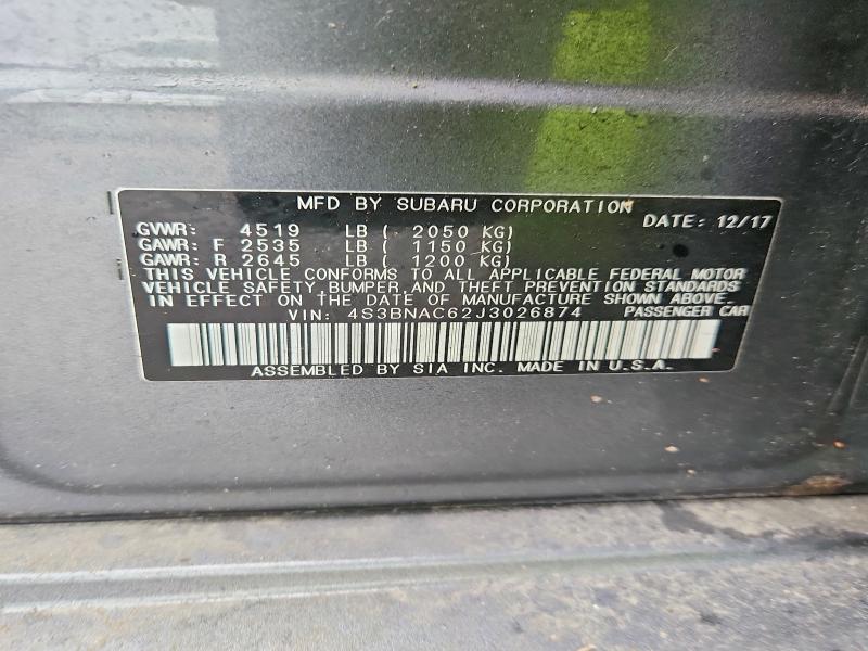 Aukcja sprzedaży 2018 Subaru Legacy, vin: 4S3BNAC62J3026874, numer aukcji: 62984766