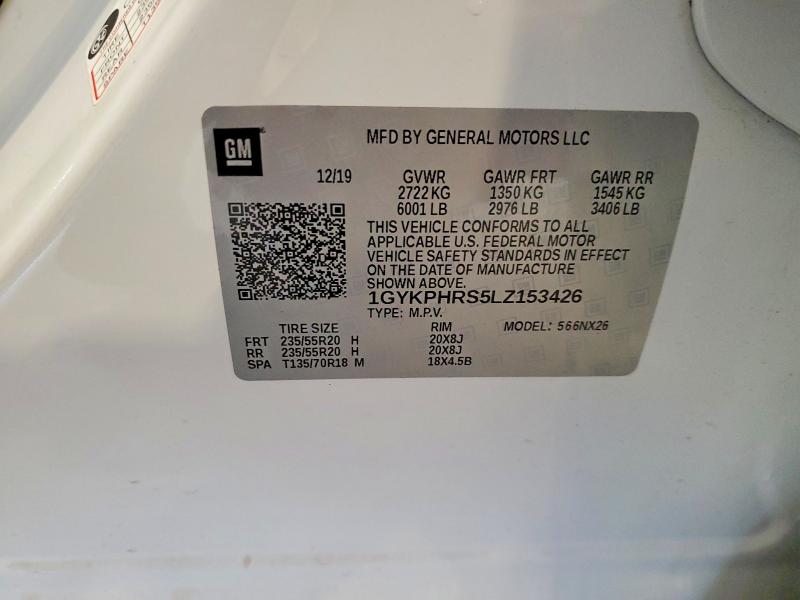 64965736 :رقم المزاد ، 1GYKPHRS5LZ153426 vin ، 2020 Cadillac Xt6 مزاد بيع