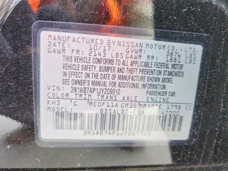 64622676 :رقم المزاد ، 3N1AB7AP1JY209910 vin ، 2018 Nissan Sentra مزاد بيع