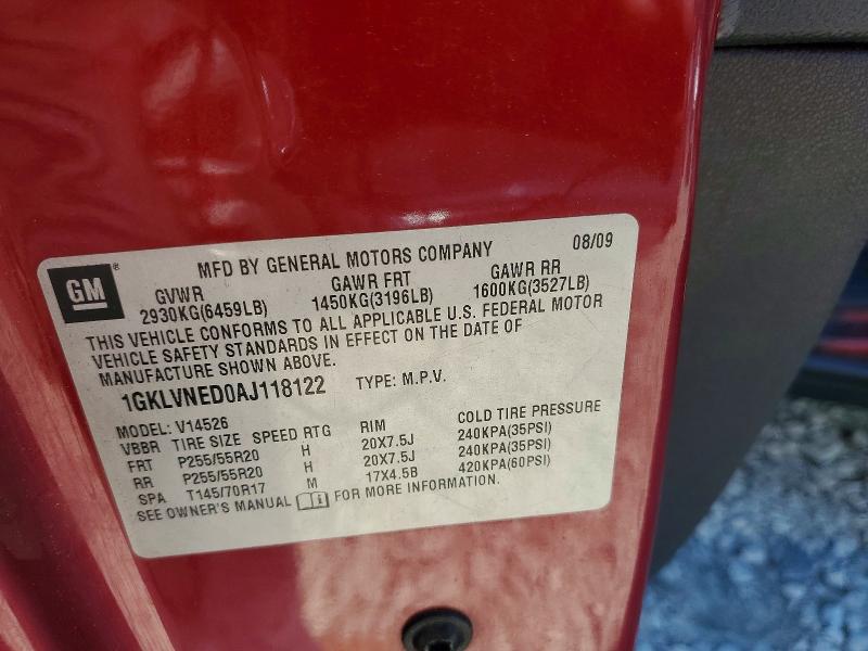 2010 Gmc Acadia მანქანა იყიდება აუქციონზე, vin: 1GKLVNED0AJ118122, აუქციონის ნომერი: 63710386