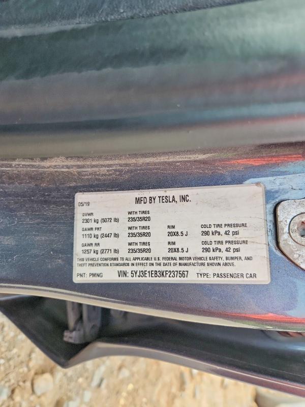 Aukcja sprzedaży 2019 Tesla Model 3, vin: 5YJ3E1EB3KF237567, numer aukcji: 62754156