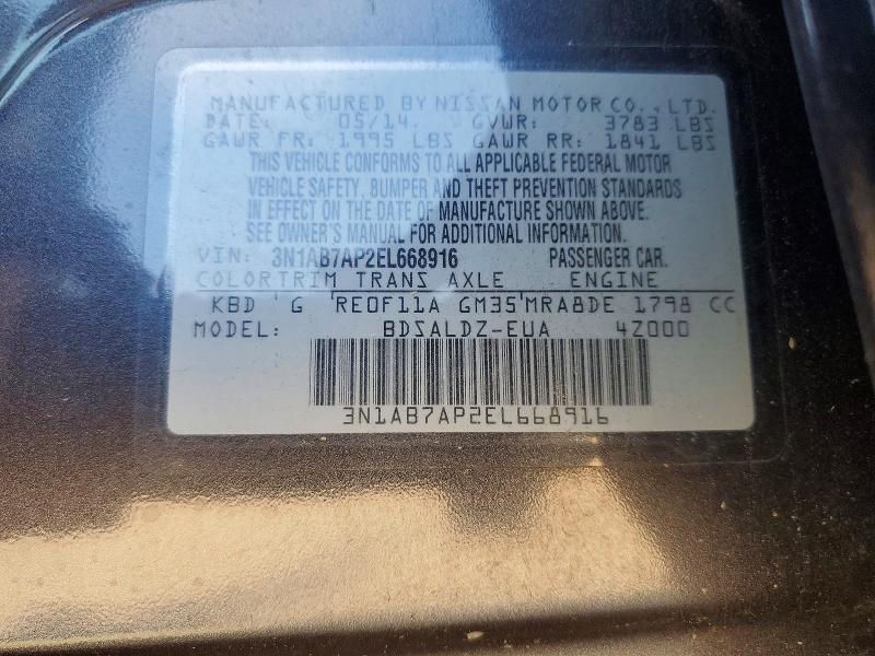 Aukcja sprzedaży 2014 Nissan Sentra, vin: 3N1AB7AP2EL668916, numer aukcji: 66478446