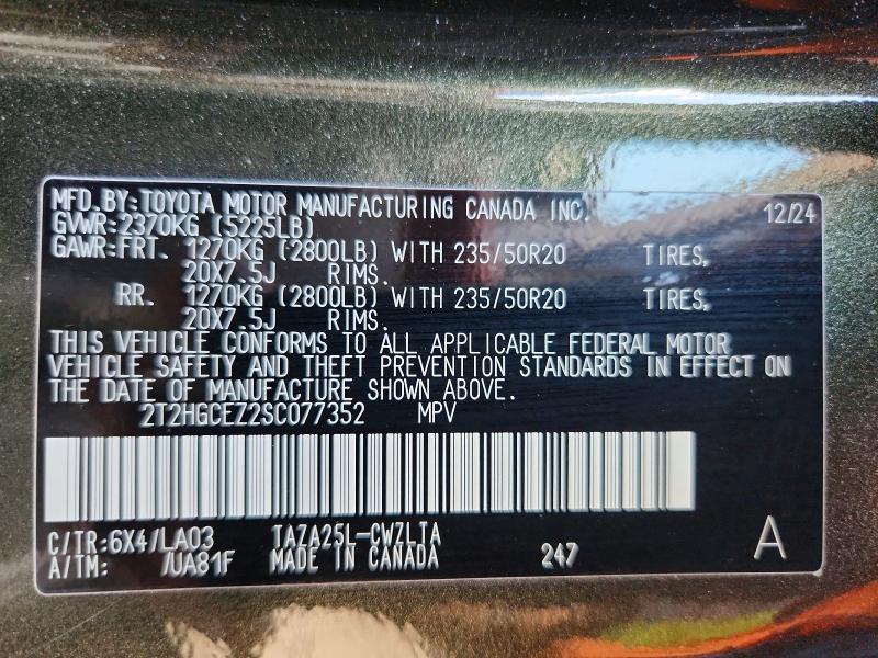 Aukcja sprzedaży 2025 Lexus Nx, vin: 2T2HGCEZ2SC077352, numer aukcji: 65154386
